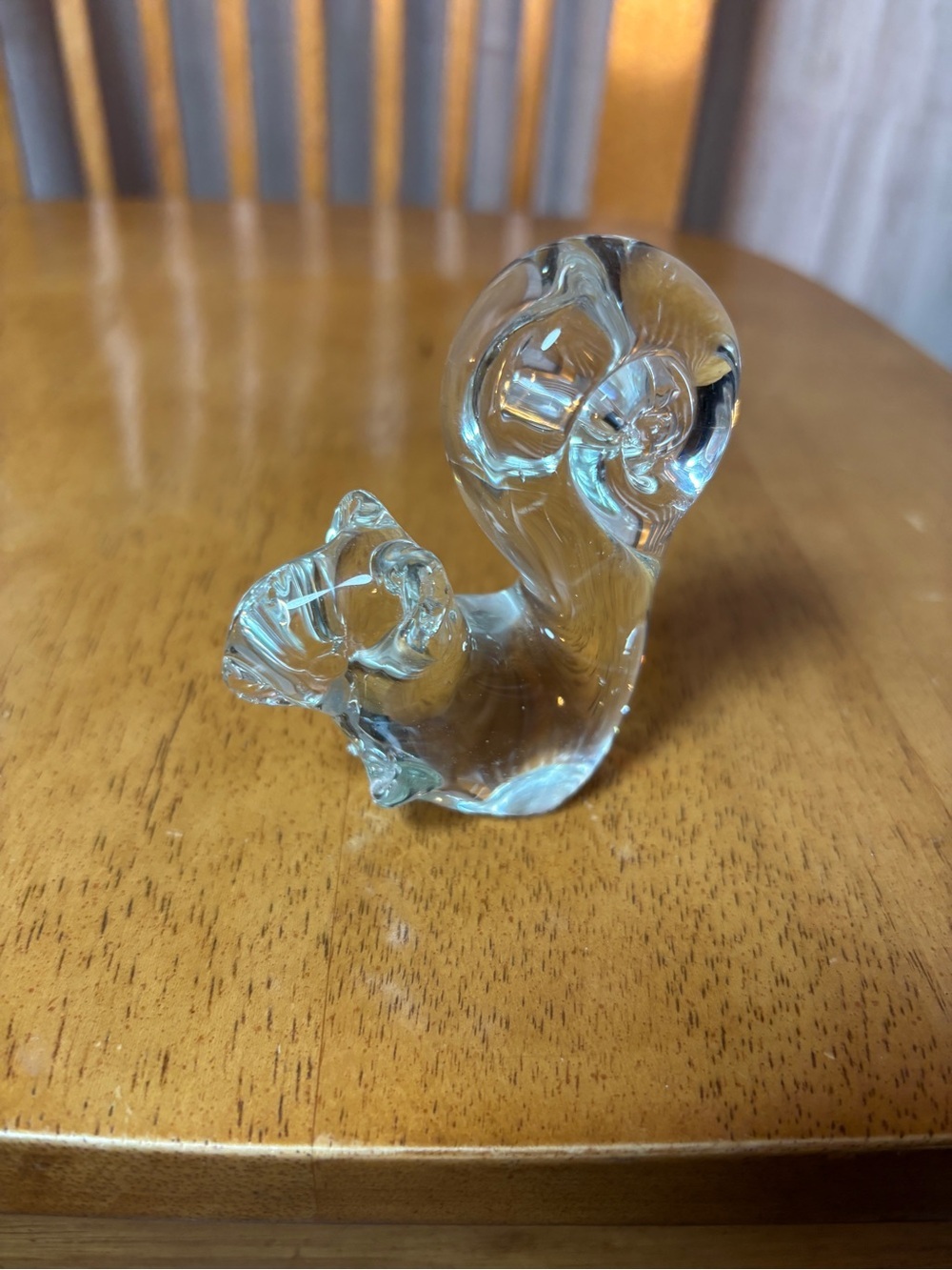 Clear Glass Squirrel Figurine Paperweight 3” Art Glass Woodland Decor